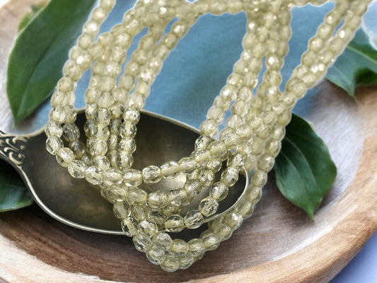 *50* 4mm Silver Mercury Washed Smokey Crystal Fire Polished Round Beads