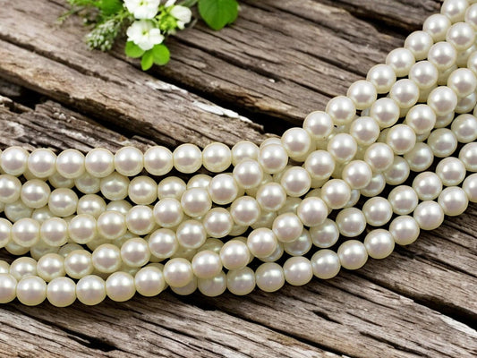Pearlescent White Round Pearl Beads -- Choose Your Size