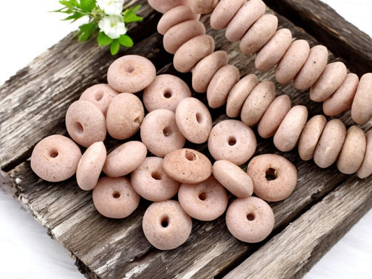 African Glass Beads - Recycled Glass Beads - Ashanti Glass - Heishi Beads - 13-15mm