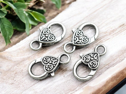 25x12mm Antique Silver Large Lobster Clasps - 10pcs