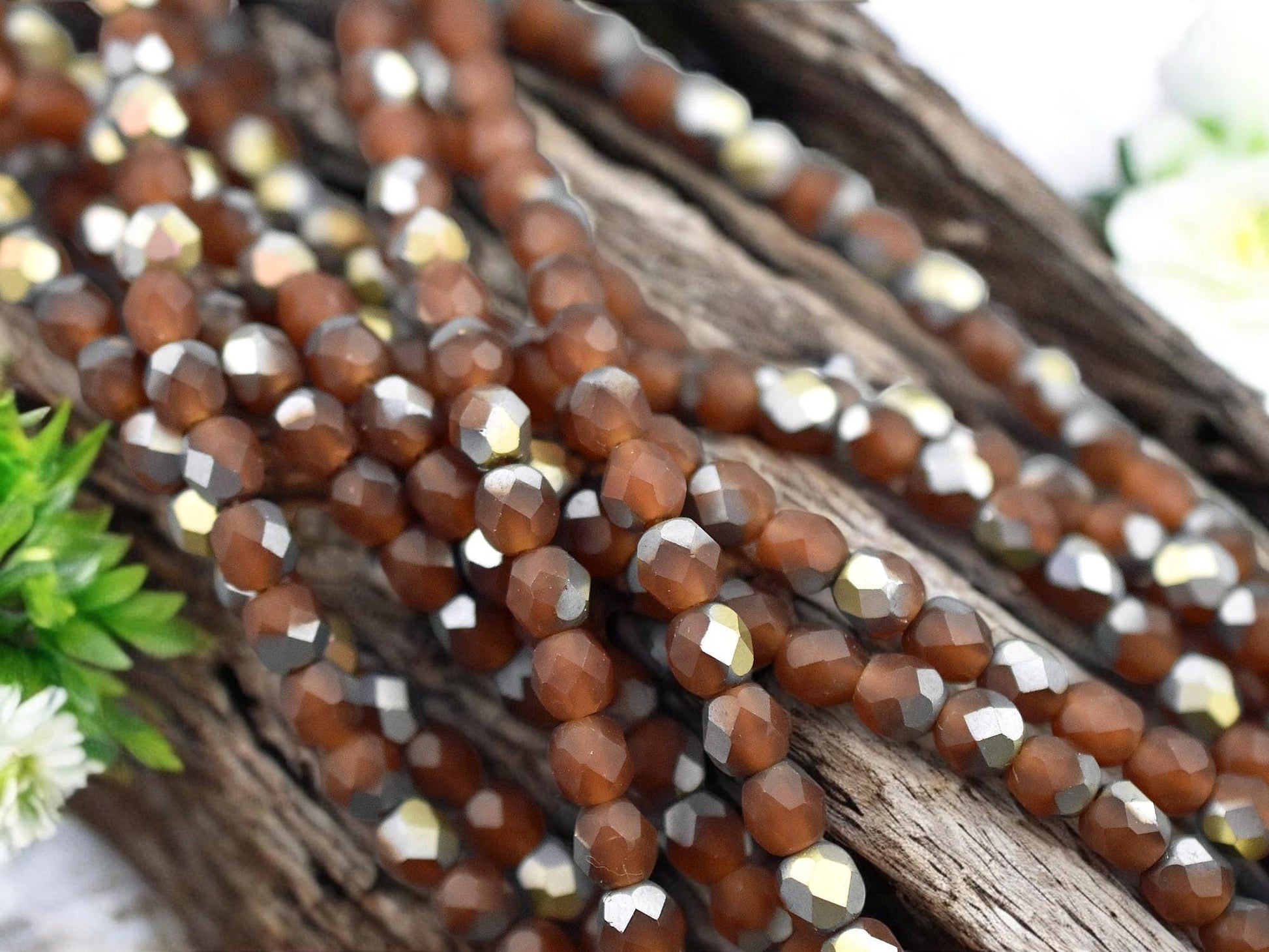 *25* 6mm Matte Carnelian Opaline Vitrail Fire Polished Round Beads