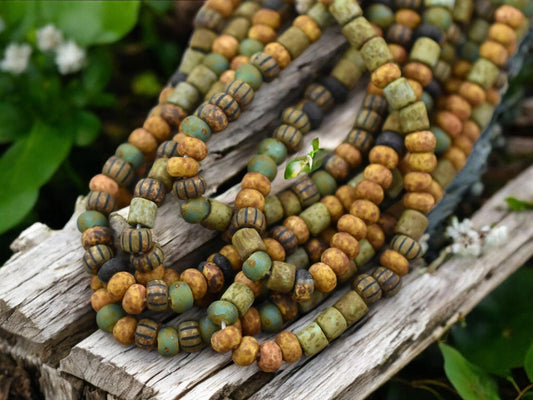 5/0 Matte Bahamas Striped Picasso Mix Seed Beads - 20" Strand