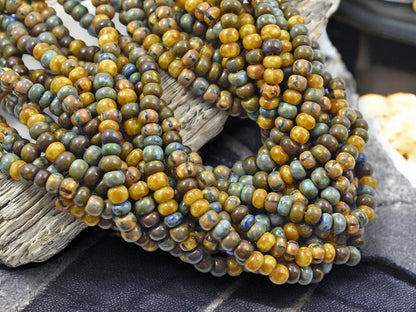 Picasso Beads - Czech Glass Beads - Seed Beads - Size 4 Seed Beads - 4/0 - 21" Strand - (3480)