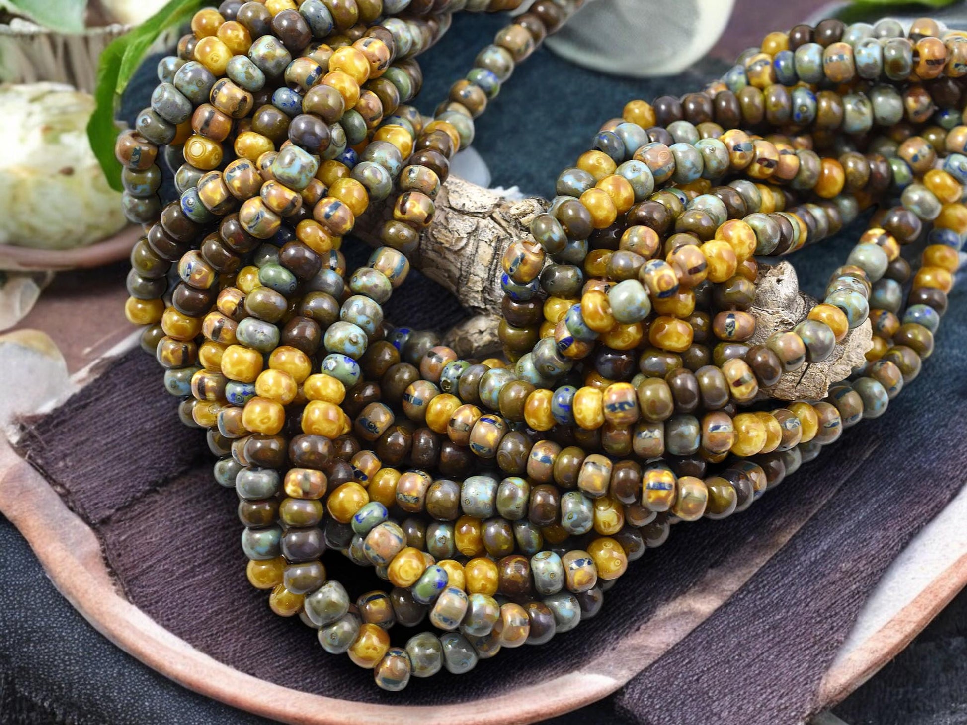 Picasso Beads - Czech Glass Beads - Seed Beads - Size 4 Seed Beads - 4/0 - 21" Strand - (3480)