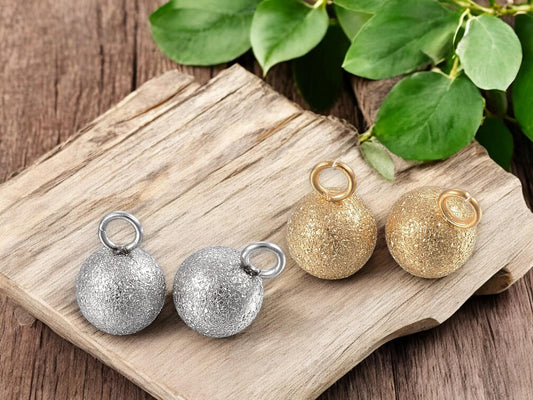 Metal Charms - Dangle Charms - Ball Charms - Stardust Beads - Cord End Pulls - 9x6mm - 25pcs