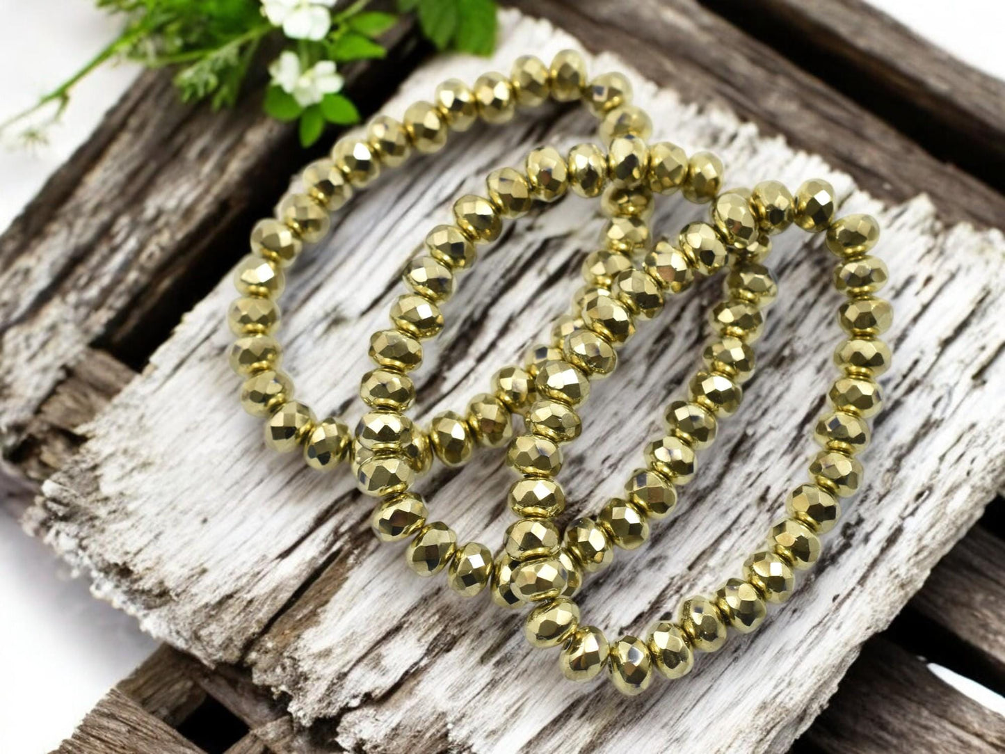 Czech Glass Beads - Rondelle Beads - Gold Spacers - Gold Beads - 3x5mm Rondelle Beads - 30pcs - (4460)