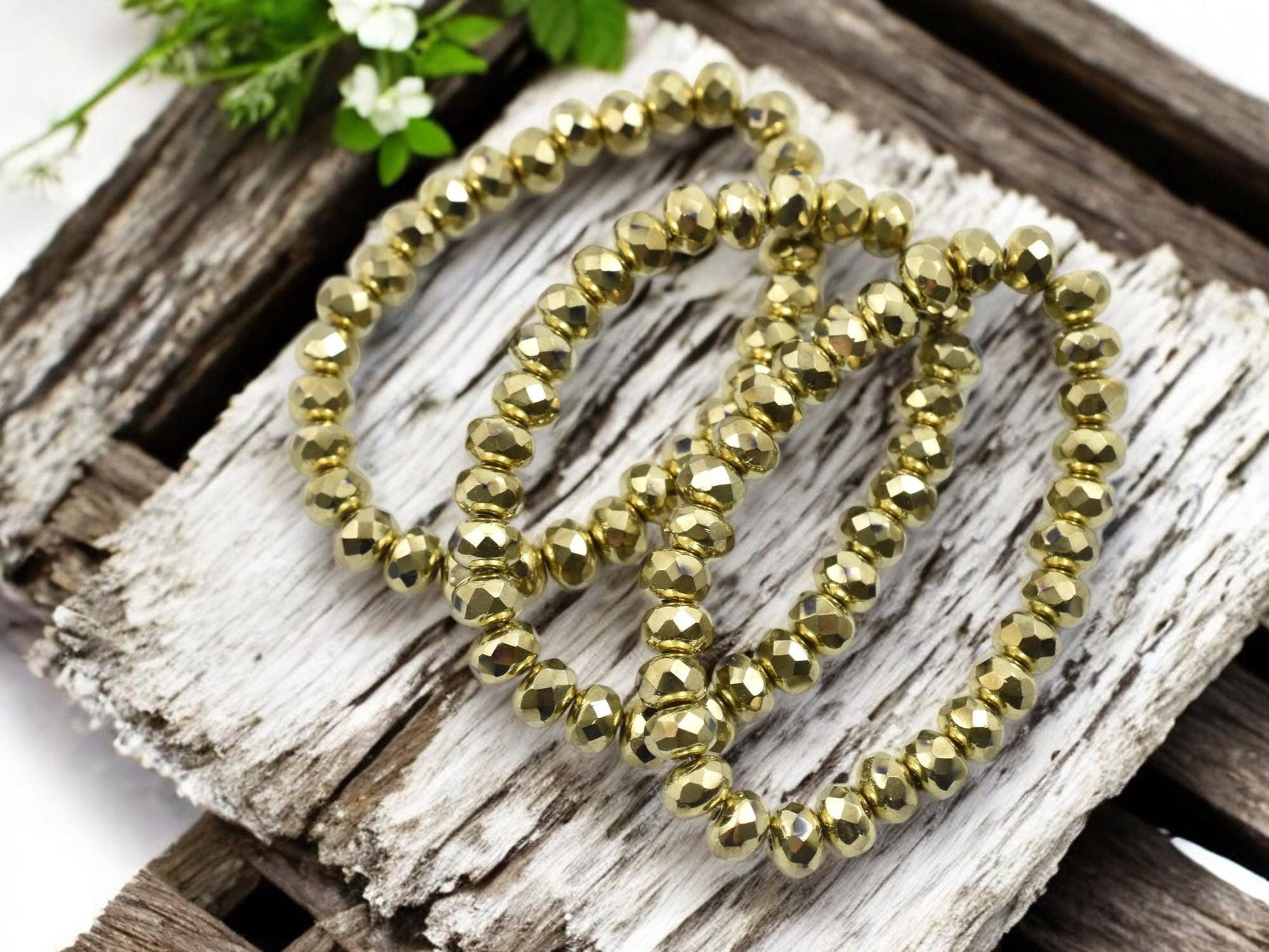 Czech Glass Beads - Rondelle Beads - Gold Spacers - Gold Beads - 3x5mm Rondelle Beads - 30pcs - (4460)