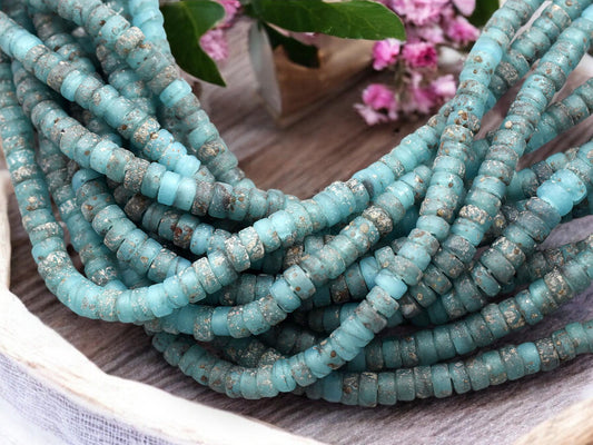 Heishi Beads - Indonesian Beads - Recycled Glass Beads - Eco-Friendly Beads - 6x3mm - 20" Strand - (A688)