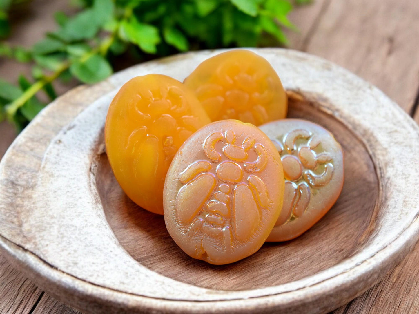 *4* 22x18mm Matte Golden Yellow AB Bumblebee Oval Beads