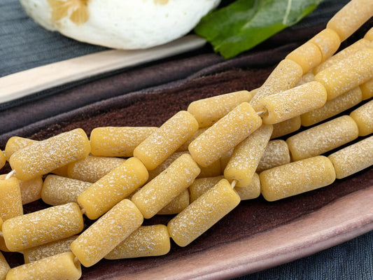 Recycled Glass Beads - Indonesian Glass Beads - Tube Beads - Pompeii Beads - Java Beads - 18" Strand - (J36)