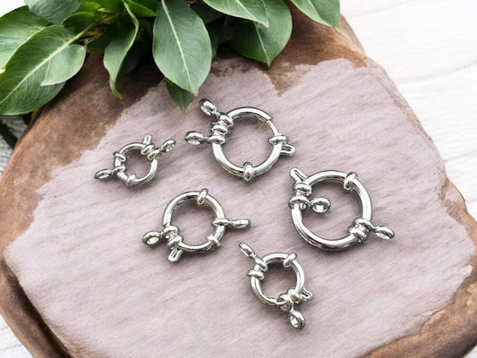 Silver Stainless Steel Spring Ring Clasps - 2pcs - Choose Your Size