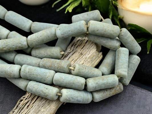 Recycled Glass Beads - Indonesian Glass Beads - Tube Beads - Pompeii Beads - Java Beads - 18" Strand - (J32)