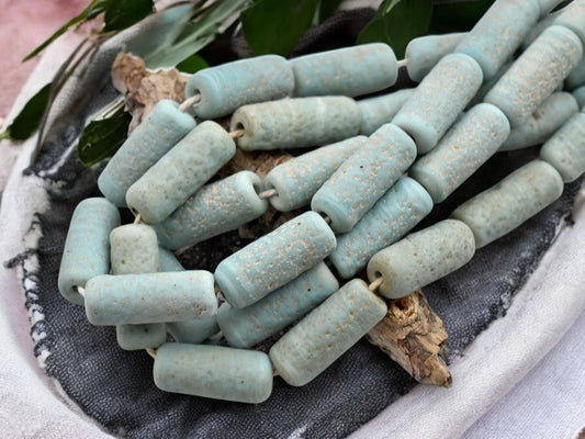 Pompeii Beads - Java Beads -Recycled Glass Beads - Indonesian Glass Beads - Tube Beads - 18" Strand - (J30)