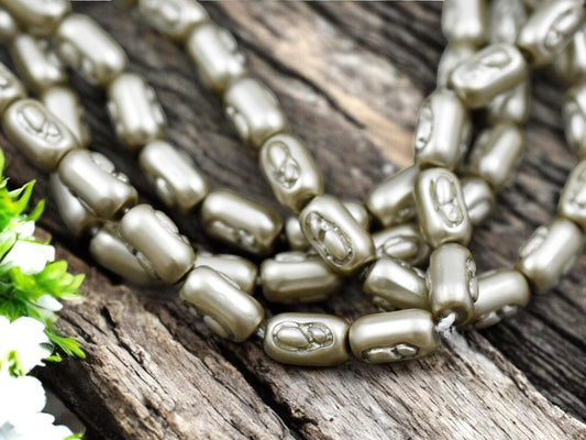 Satin Taupe Pearl Baroque Oval Beads -- Choose Your Size