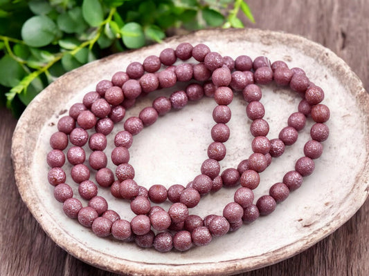 Czech Glass Beads - Druk Beads - Etched Beads - Round Beads - 6mm - 30pcs - (B197)