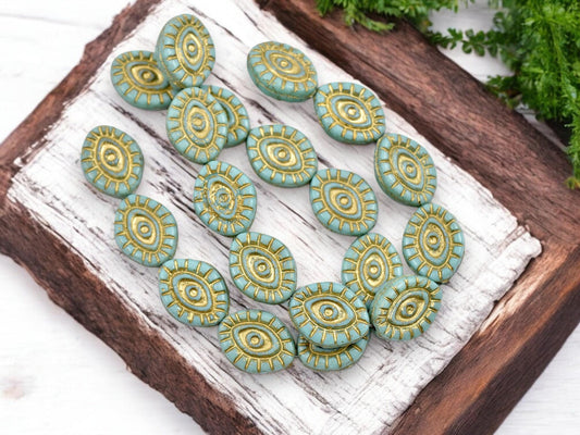 Czech Glass Beads - Evil Eye Beads - Mystic Eye Beads - Picasso Beads - Full Strand - 10pcs - 14x11mm - (2350)