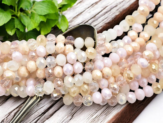 Glass Bead Strands - Rondelle Beads - Chinese Crystal - Faceted Beads - Electroplated Glass - 16.5" Strand - (A465)