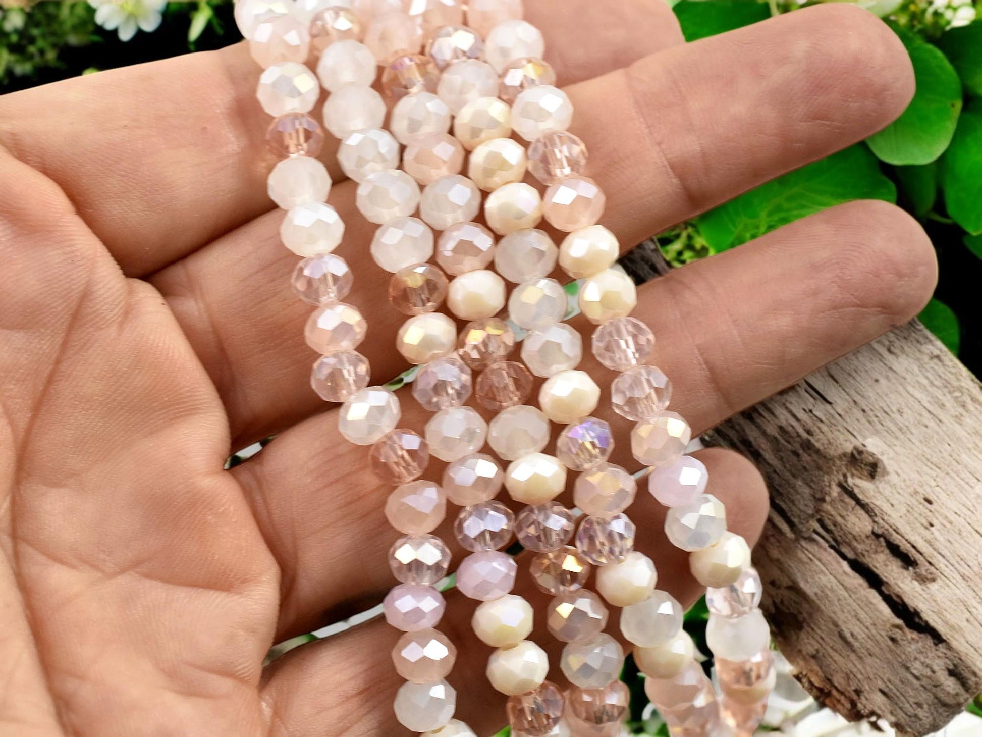 Bead Strands - Rondelle Beads - Chinese Crystal - Faceted Beads - Electroplated Glass - 5x6mm - 16.5" Strand - (4370)