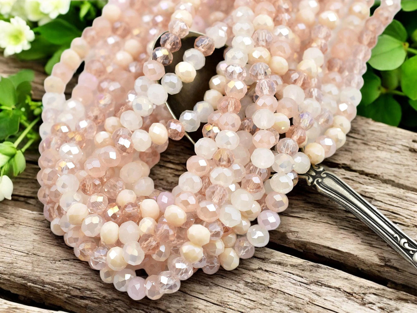 Bead Strands - Rondelle Beads - Chinese Crystal - Faceted Beads - Electroplated Glass - 5x6mm - 16.5" Strand - (4370)