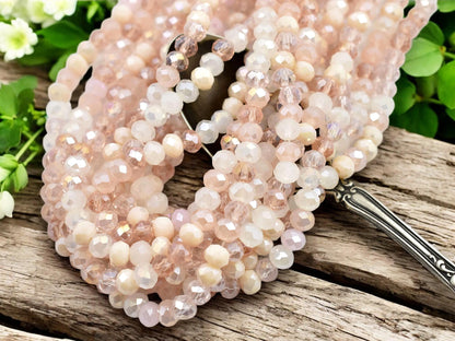 Bead Strands - Rondelle Beads - Chinese Crystal - Faceted Beads - Electroplated Glass - 5x6mm - 16.5" Strand - (4370)