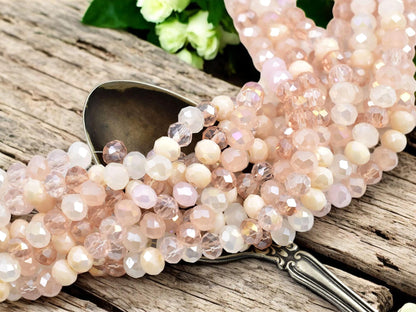 Bead Strands - Rondelle Beads - Chinese Crystal - Faceted Beads - Electroplated Glass - 5x6mm - 16.5" Strand - (4370)