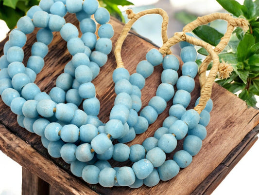 African Recycled Glass Beads - Fair Trade Beads - Krobo Beads - Powder Glass Beads - Approx 10-12mm - 19" Strand - (J49)