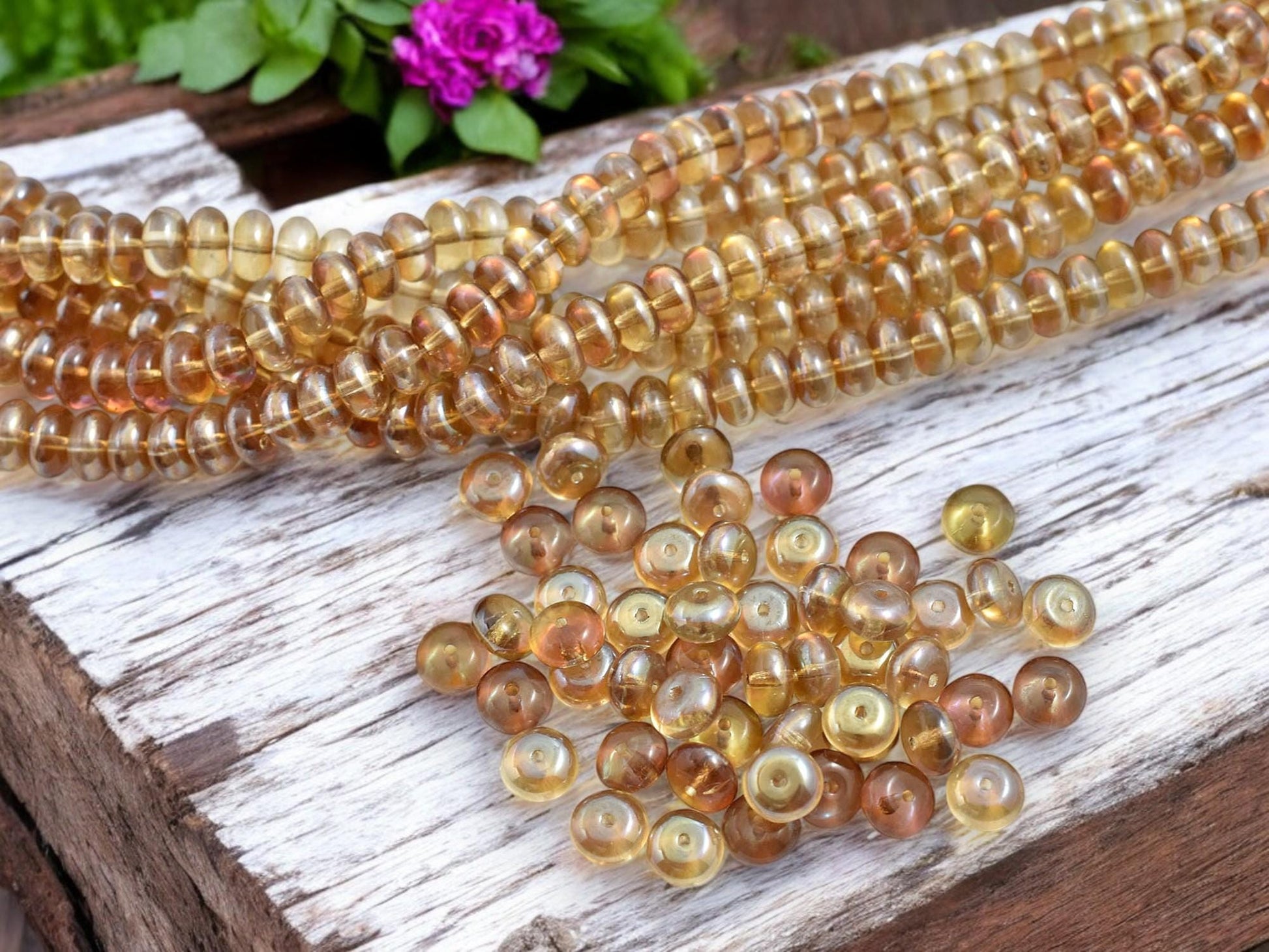 Rondelle Beads - Czech Glass Beads - Saucer Rondelle - Spacer Beads - 4x7mm - 50pcs - (293)