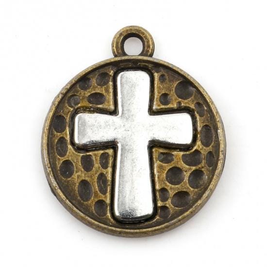 Cross Charms - Metal Charms - Religious Charms - Bohemian Charms - 5pcs - 23x20mm - Choose Your Color