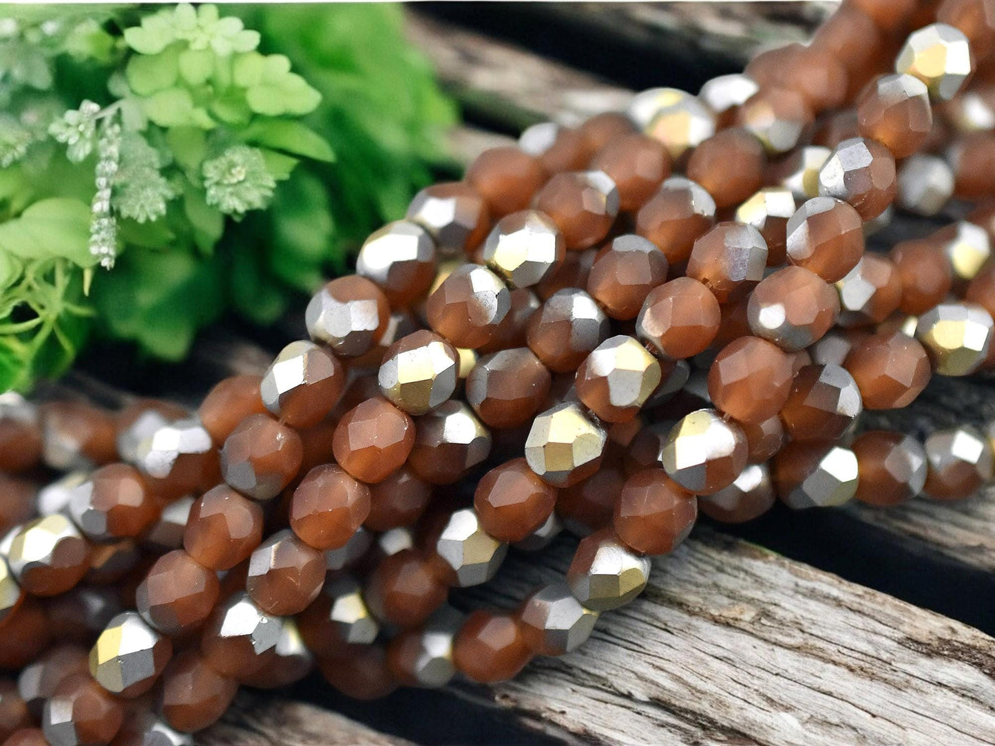 *25* 6mm Matte Carnelian Opaline Vitrail Fire Polished Round Beads