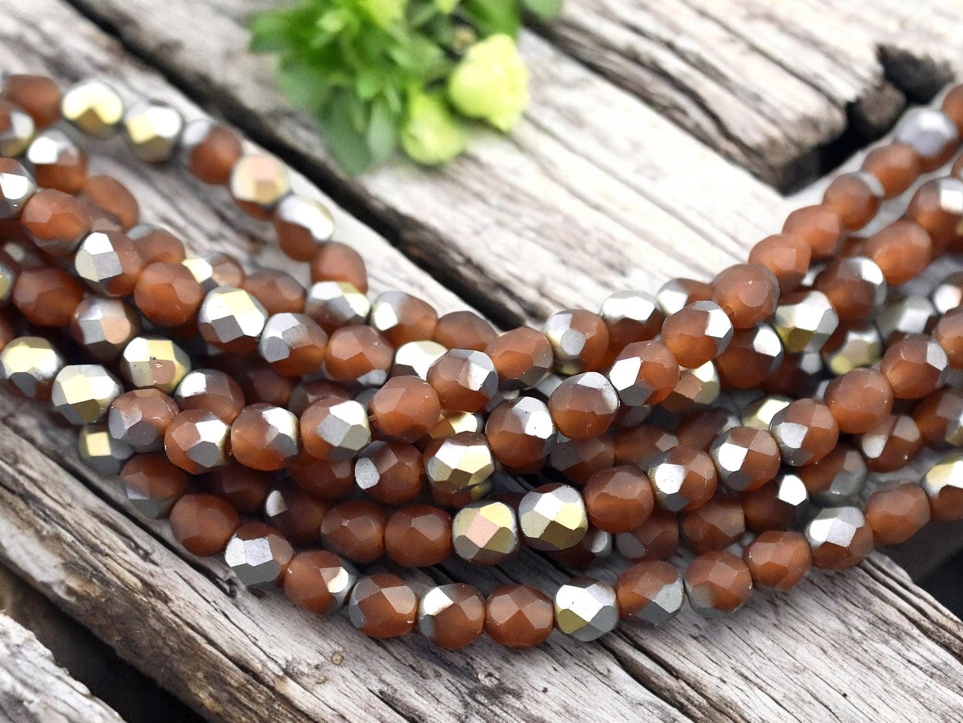 *25* 6mm Matte Carnelian Opaline Vitrail Fire Polished Round Beads