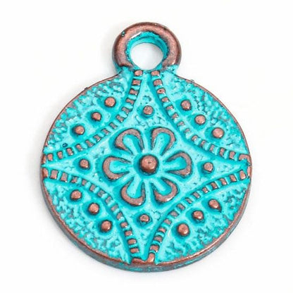 Metal Charms - Patina Charms - Flower Charms - Floral Charms - Copper Charms - 13mm - 20pcs - (1944)