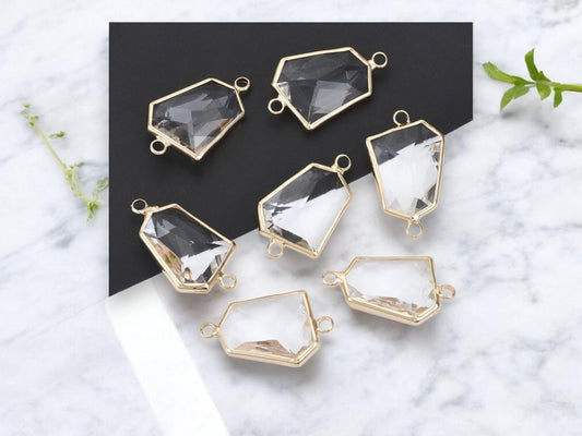 Gold Connectors - Gold Charms - Bezel Connector - Bracelet Connector - 26x16x7mm - 6pcs - (5072)