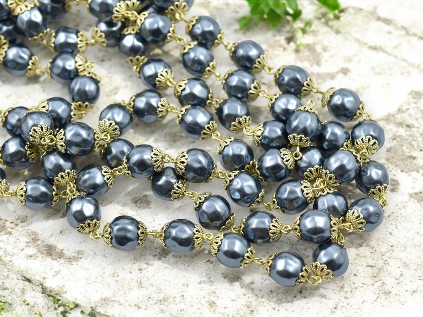 Pearl Chain - Rosary Chain - Beaded Chain - Czech Glass Pearls - Czech Glass Beads - Sold by the foot - (CH18)