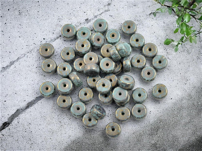 Czech Glass Beads - Heishi Beads - Spacer Beads - Rondelle Beads - Picasso Beads - 6x3mm - 50pcs - (784)