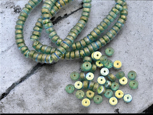 Czech Glass Beads - Heishi Beads - Spacer Beads - Rondelle Beads - Picasso Beads - 6x3mm - 50pcs - (3236)