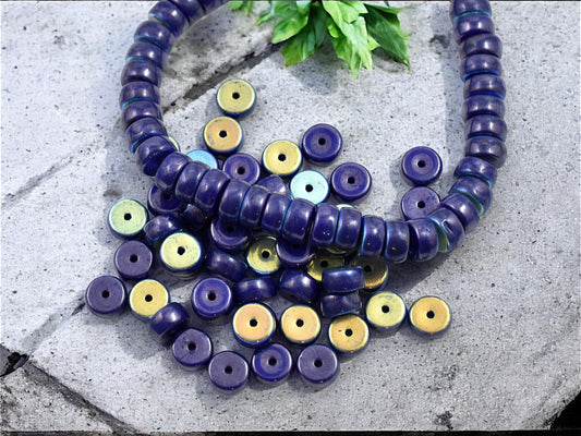 Picasso Beads - Czech Glass Beads - Heishi Beads - Spacer Beads - Rondelle Beads - 6x3mm - 50pcs - (3606)