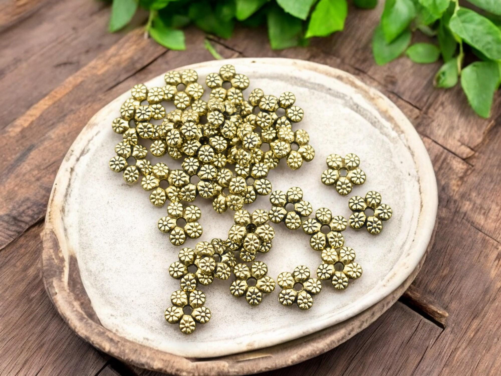 *100* 7mm Antique Gold Flower Rondelle Beads – The Bead Obsession