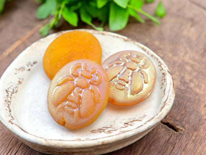 *4* 22x18mm Matte Golden Yellow AB Bumblebee Oval Beads