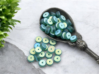 Czech Glass Beads - Heishi Beads - Spacer Beads - Rondelle Beads - Picasso Beads - 6x3mm - 50pcs - (4913)