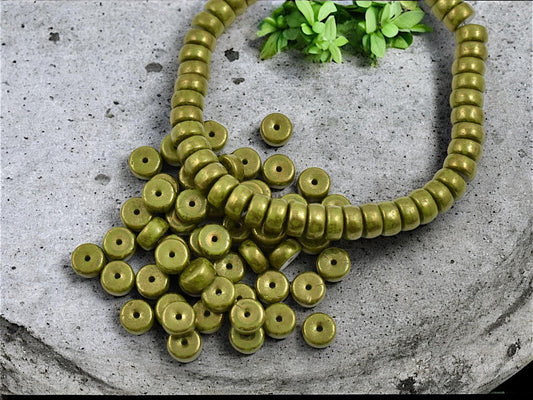 Czech Glass Beads - Heishi Beads - Spacer Beads - Rondelle Beads - Picasso Beads - 6x3mm - 50pcs - (3948)