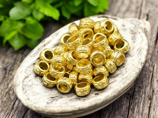 *50* 7x4mm Gold Large Hole Rondelle Spacer Beads