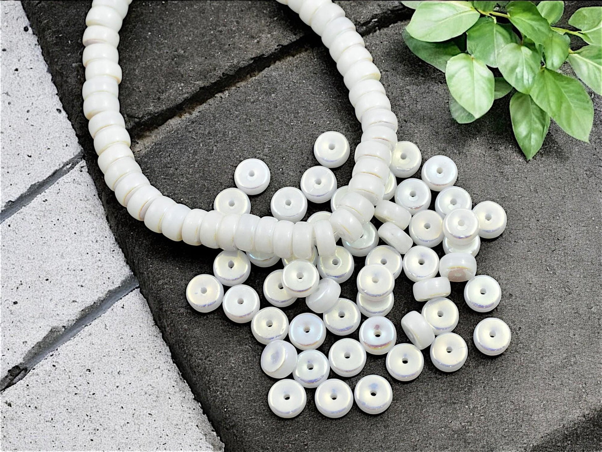 Czech Glass Beads - Heishi Beads - Spacer Beads - Rondelle Beads - Picasso Beads - 6x3mm - 50pcs - (925)