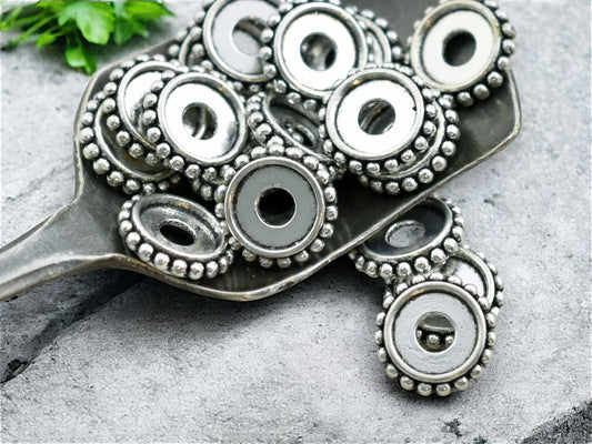 *50* 10x2mm Antique Silver Bali Style Rondelle Spacer Beads
