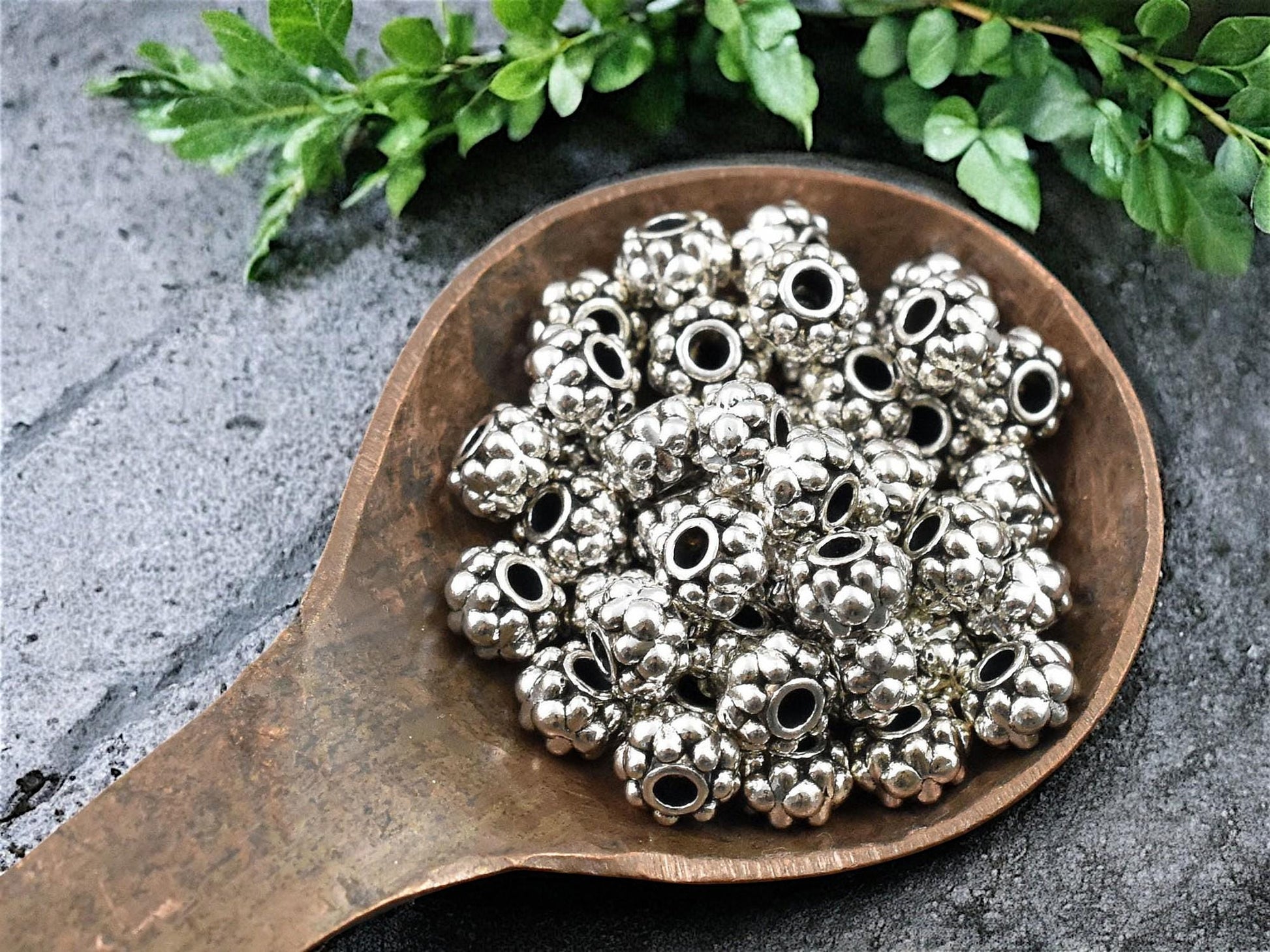 *50* 6x4mm Antique Silver Rondelle Spacer Beads