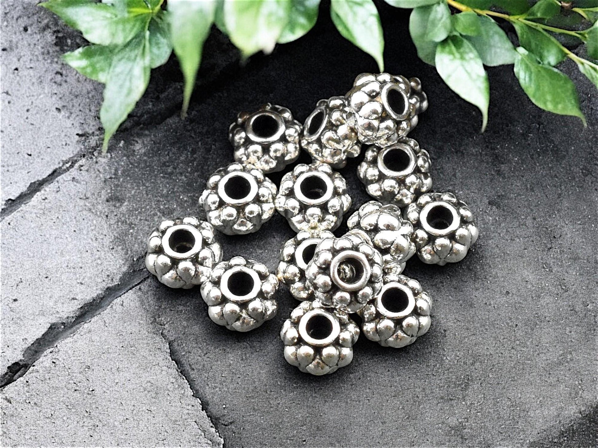 *50* 6x4mm Antique Silver Rondelle Spacer Beads