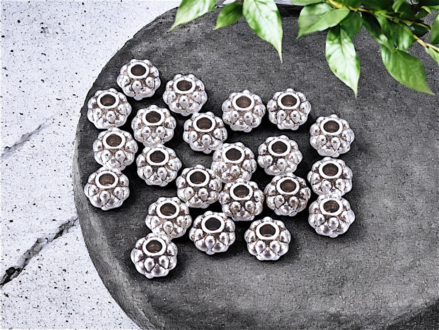 *50* 6x4mm Antique Silver Rondelle Spacer Beads