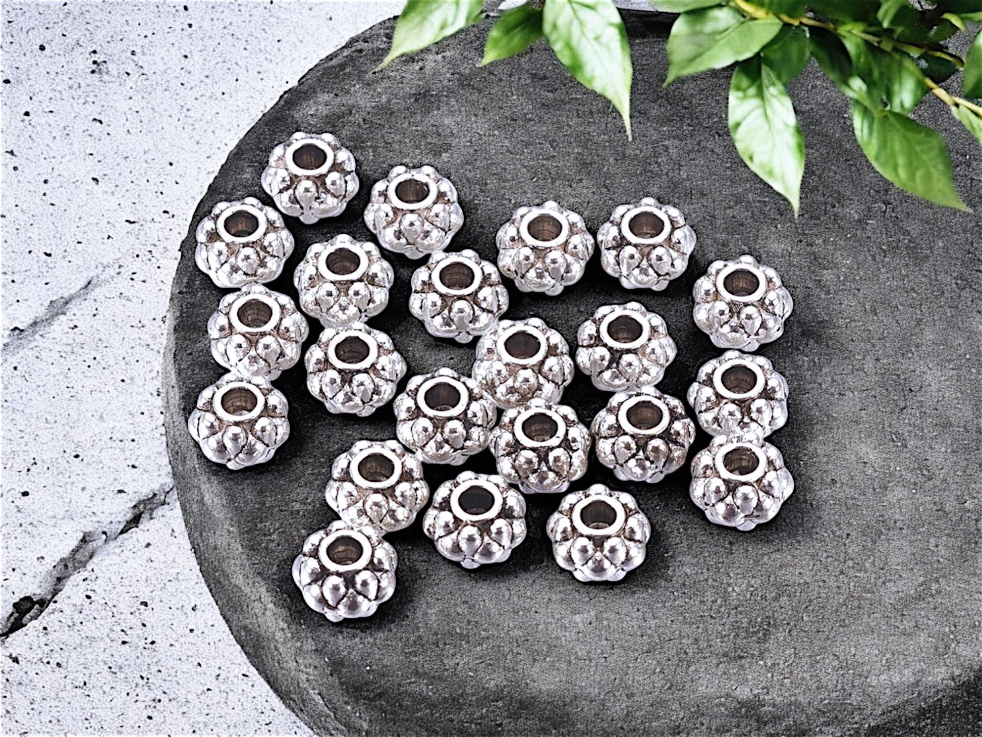 *50* 6x4mm Antique Silver Rondelle Spacer Beads