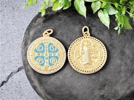 Gold Charms - Metal Charms - Cross Charms - Religious Charms - Colored Charms - 23x20mm - 2pcs - (4346)