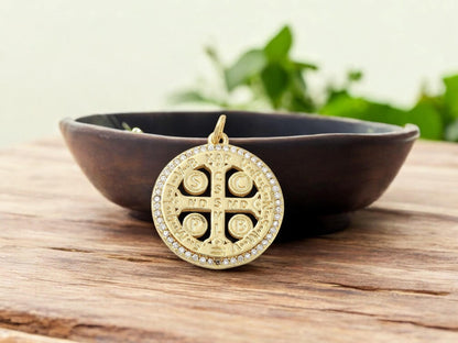 Gold Pendants - Metal Charms - Cross Charms - Religious Charms - 24x22mm - 1pc - (5409)