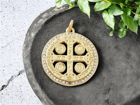 Gold Pendants - Metal Charms - Cross Charms - Religious Charms - 24x22mm - 1pc - (5409)